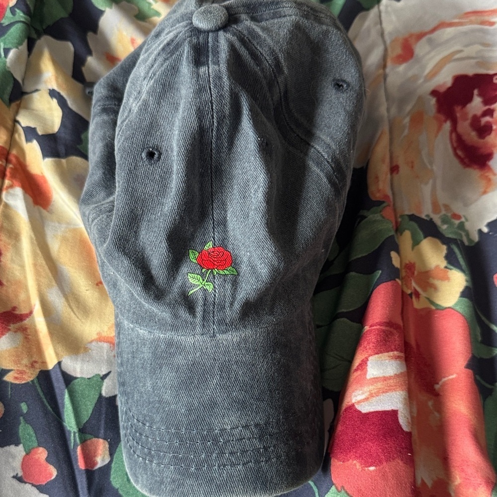 Charcoal Rose Embroidered Dad Hat